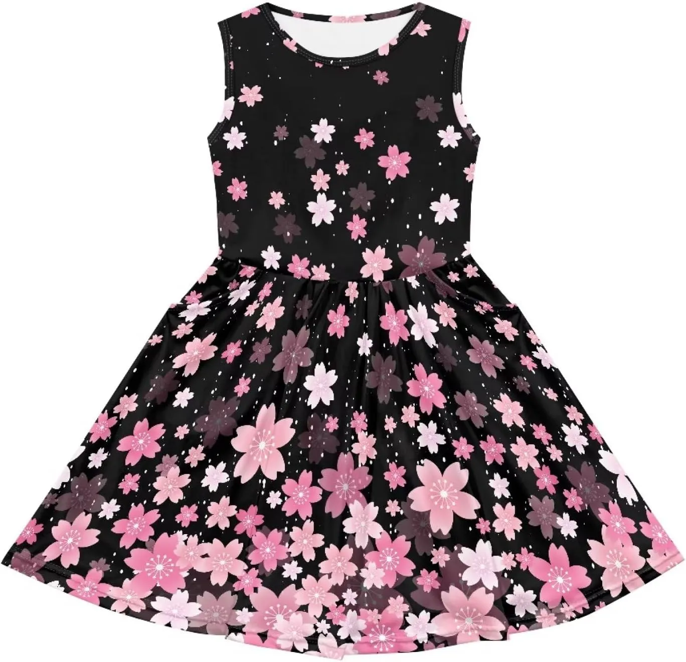 Girls Summer Dress with Pockets Casual Sleeveless Midi Dress for 4-14 Years