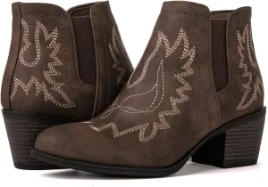 GLOBALWIN Women's Pull On Ankle Boots The Western Cowboy Cowgirl Boots