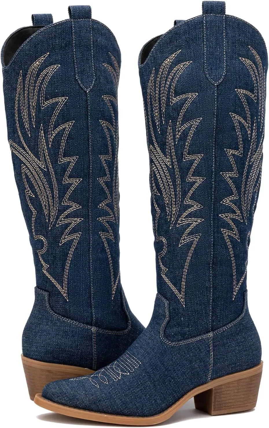 GLOBALWIN Women's The Western Cowboy Cowgirl Embroidered Knee High Boots