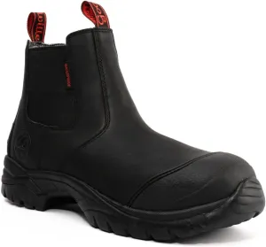 GOODVILLE Work Boots for Men, Waterproof, ASTM F2413 EH-Rated, Men's Composite Toe Chelsea Shoes - Oil and Slip Resistant, Slip-on 6 Inch Safety Boot, Rubber sole, Breathable, Quick Dry Comfortable - Midnight Black