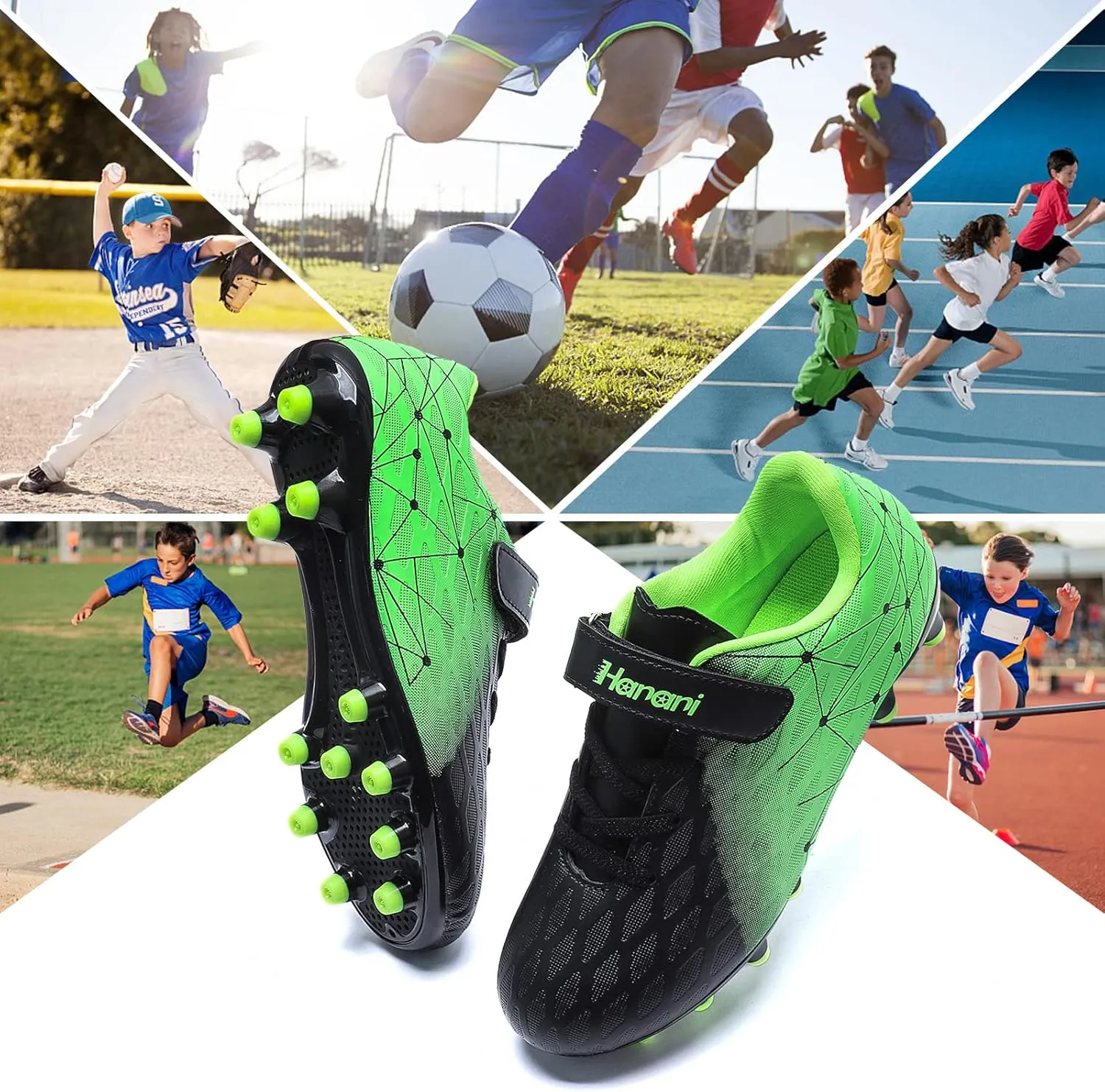 Hanani Boys Soccer Cleats Kids Girls FG/AG Soccer Athletics Sport Shoes Training Shoes Running Shoes Teenager Indoor Outdoor Football Shoes Sneakers for Unisex