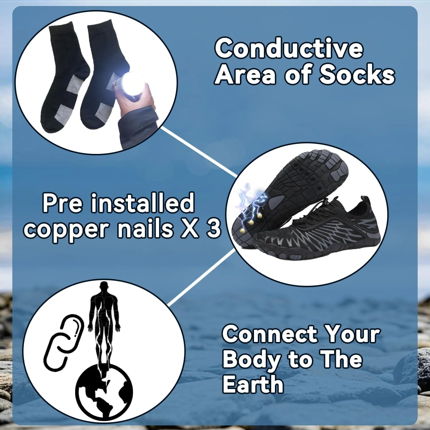 Hiking Barefoot Shoes for Women Men, Non-Slip Water Shoes Unisex, Grounded Footwear Quickdry Wide Toe Barefoot Sneakers Lightweight Breathable Running Biking Swim River