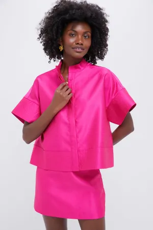 Hot Pink Dupioni Trapunto Stitch Sofia Shirt