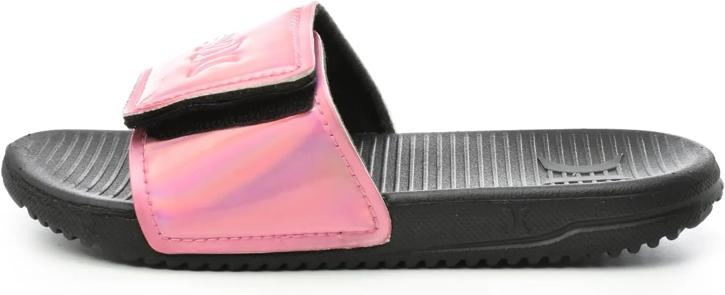 Hurley Slides for Girls and Boys, Slip-On Kids Slippers with Adjustable Strap, Kid's Sandals for Indoor and Outdoor, Adjustable Sporty Slides for Kids, Flexible Buttom