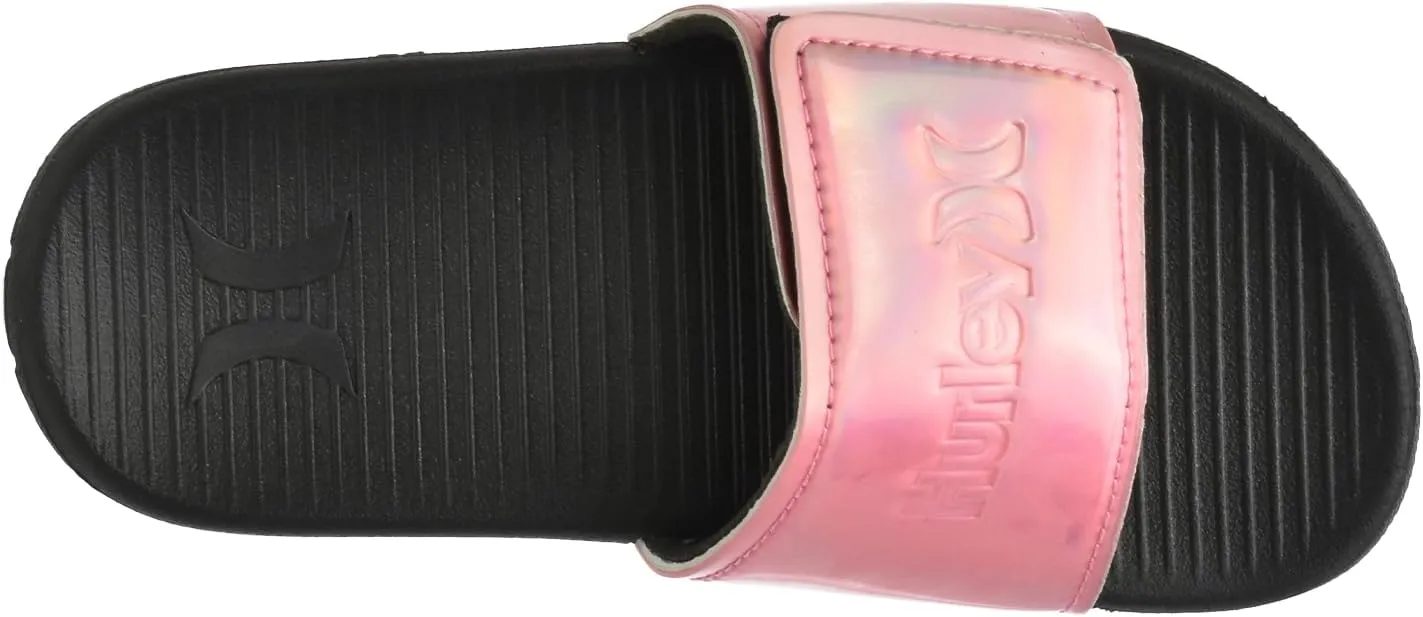 Hurley Slides for Girls and Boys, Slip-On Kids Slippers with Adjustable Strap, Kid's Sandals for Indoor and Outdoor, Adjustable Sporty Slides for Kids, Flexible Buttom