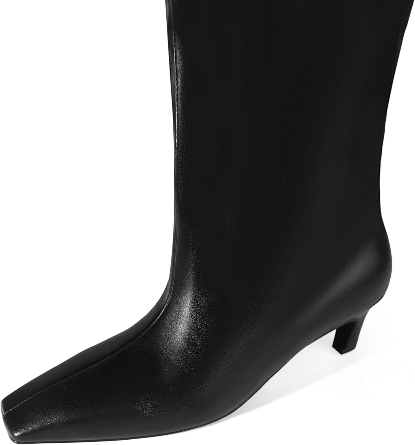 iadore Women's Western Knight Boots, Vegan Leather Crocodile Printed Square Toe Kitten Heel Wide Straight Shaft Knee High Boots 2 Inch