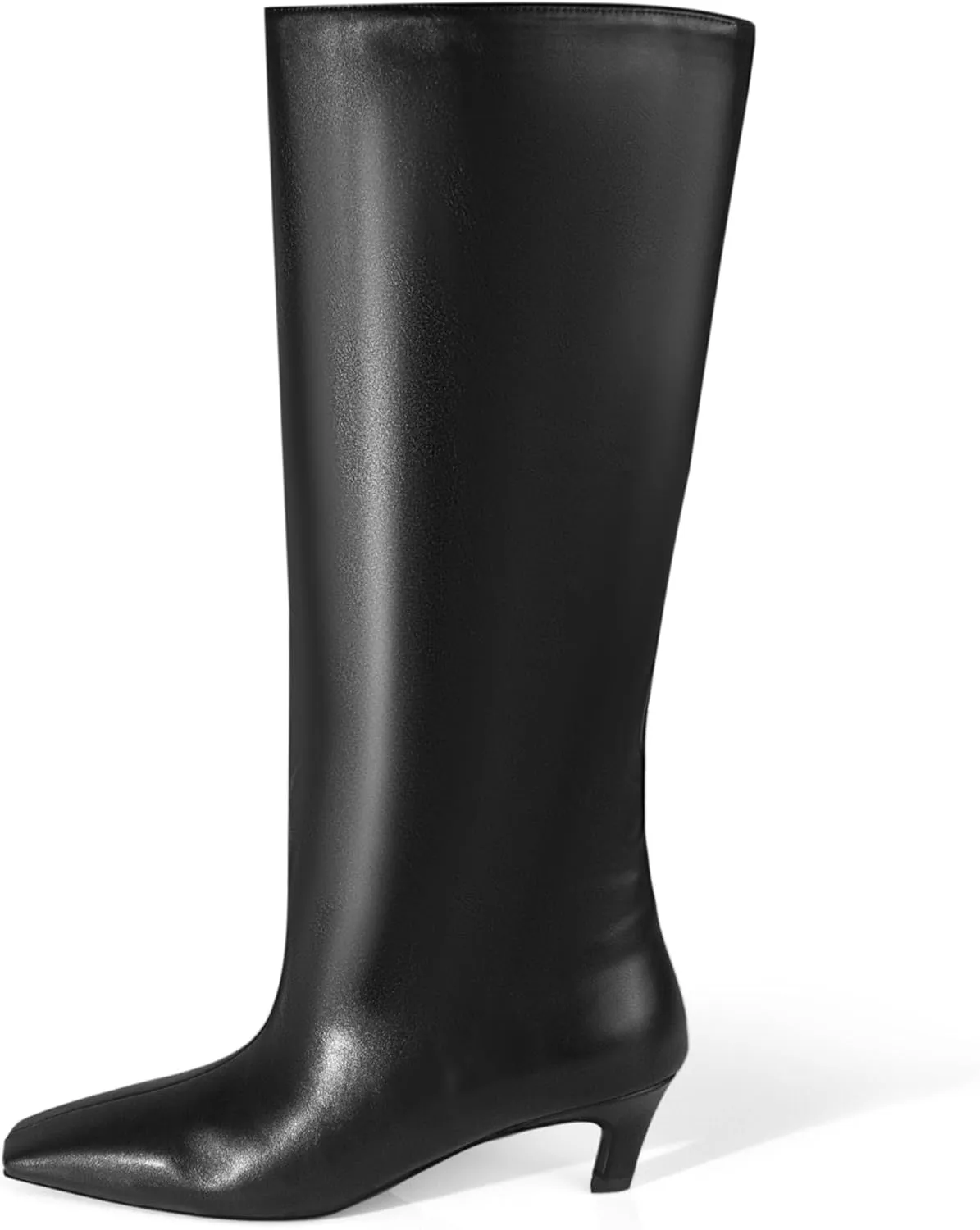 iadore Women's Western Knight Boots, Vegan Leather Crocodile Printed Square Toe Kitten Heel Wide Straight Shaft Knee High Boots 2 Inch