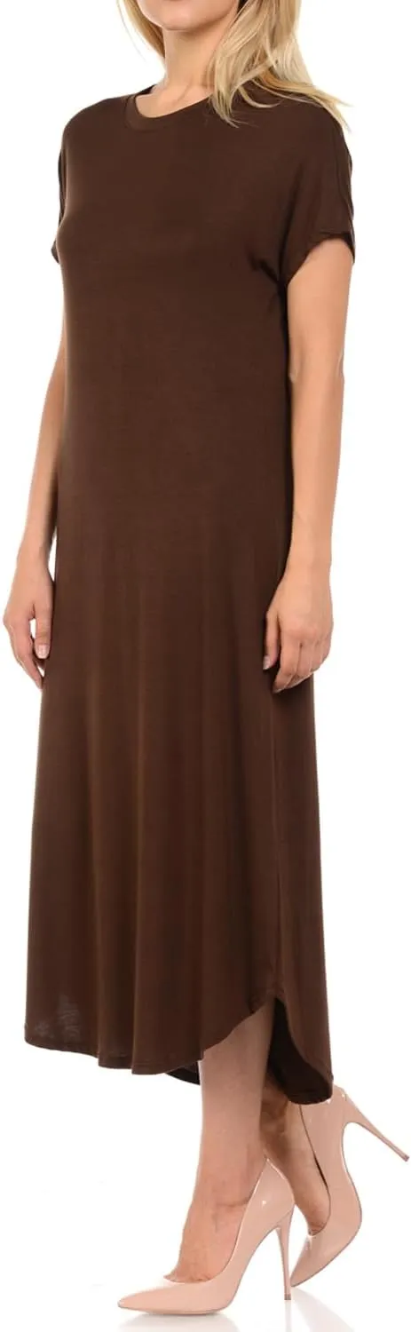 iconic luxe Women's A Line Short Sleeve T Shirt Midi Dress Summer Casual