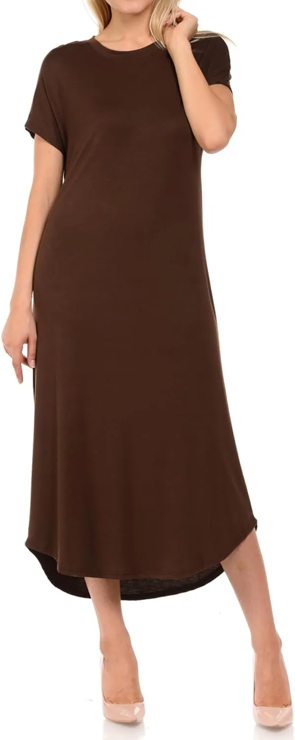 iconic luxe Women's A Line Short Sleeve T Shirt Midi Dress Summer Casual