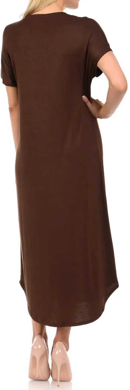 iconic luxe Women's A Line Short Sleeve T Shirt Midi Dress Summer Casual
