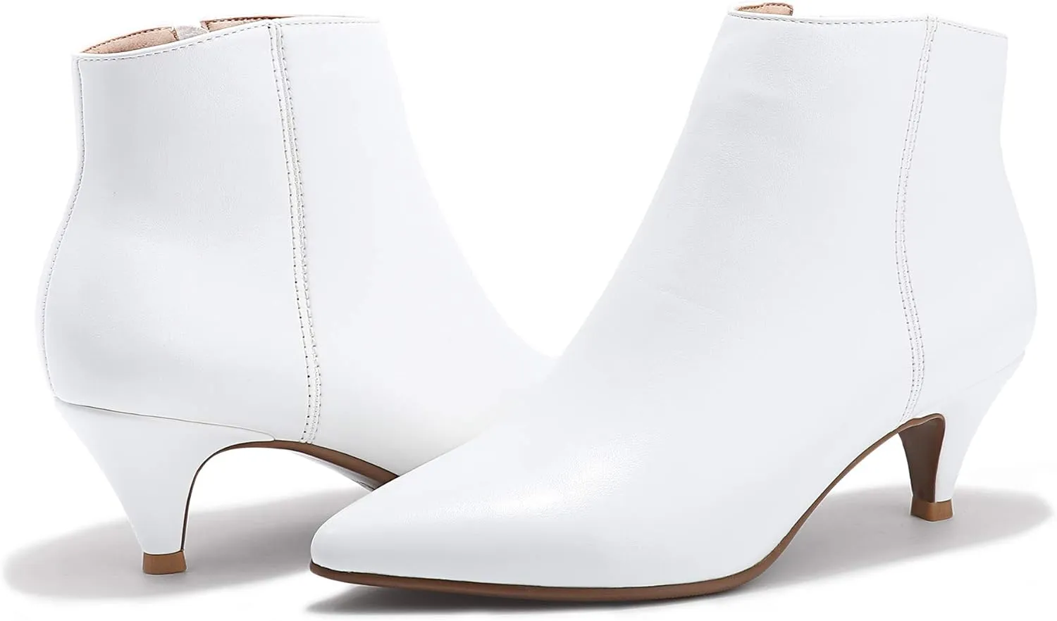 IDIFU Women Booties Low Kitten Heel Ankle Boots Pointed Toe Short Boots Dress Sexy Shoes
