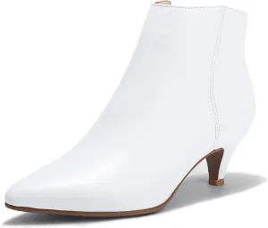 IDIFU Women Booties Low Kitten Heel Ankle Boots Pointed Toe Short Boots Dress Sexy Shoes
