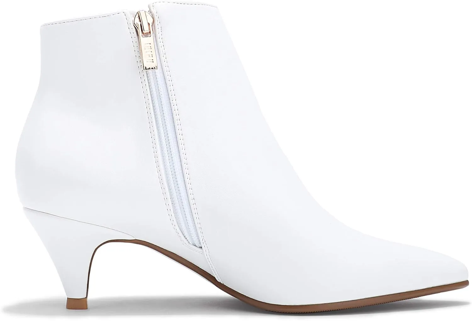 IDIFU Women Booties Low Kitten Heel Ankle Boots Pointed Toe Short Boots Dress Sexy Shoes