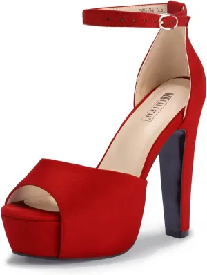 IDIFU Women's Platform Chunky High Heels Dress Sandals Peep Toe Ankle Strap Wedding Party Evening Shoes for Women Bride