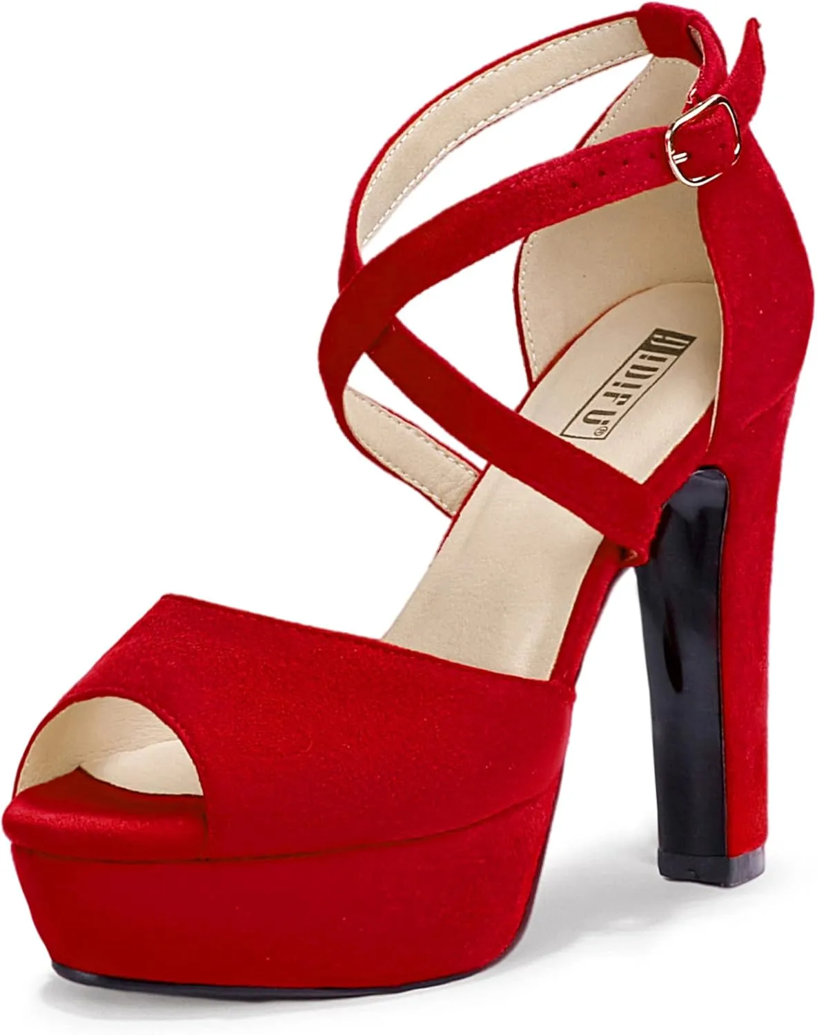 IDIFU Women's Platform Chunky High Heels Dress Sandals Peep Toe Ankle Strap Wedding Party Evening Shoes for Women Bride