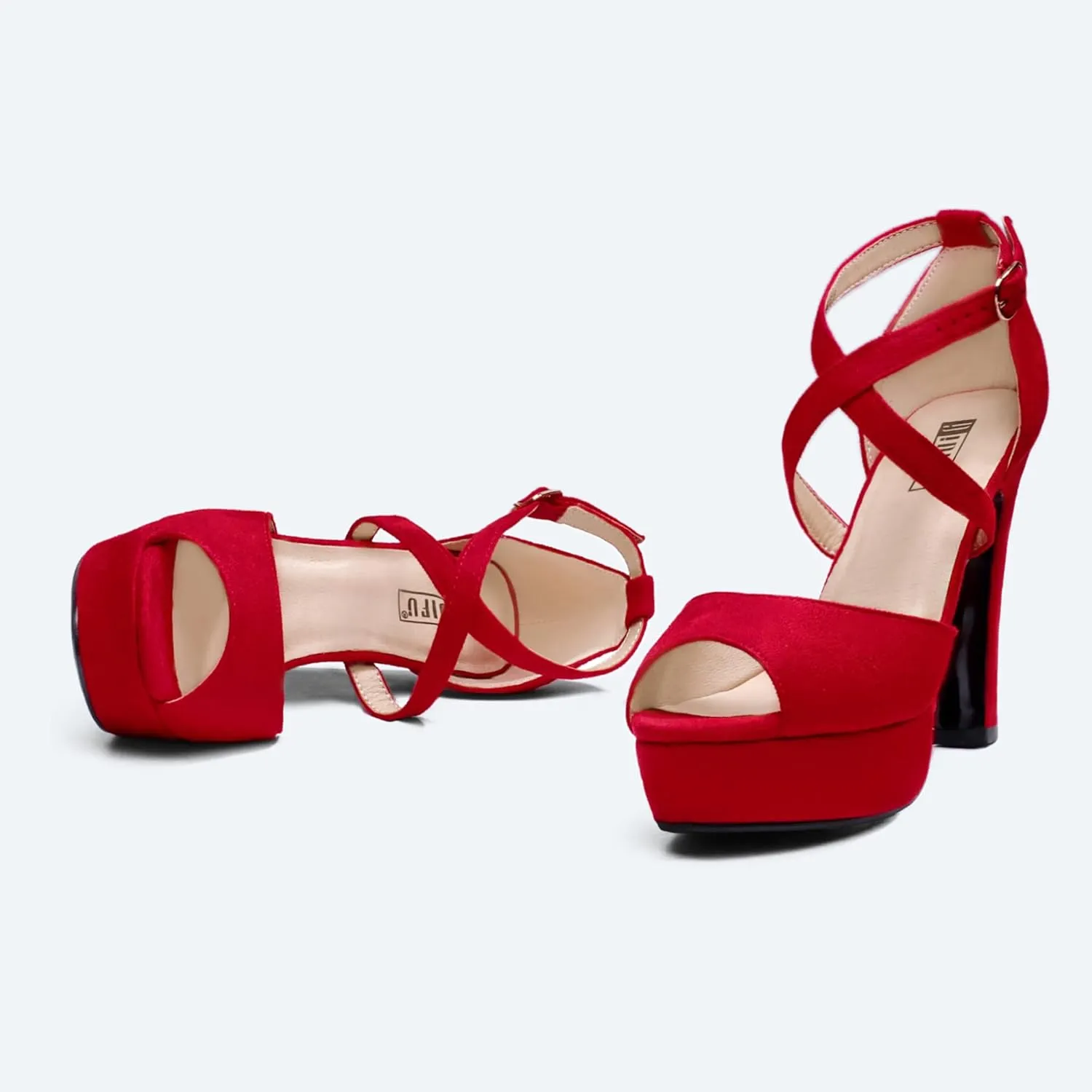 IDIFU Women's Platform Chunky High Heels Dress Sandals Peep Toe Ankle Strap Wedding Party Evening Shoes for Women Bride