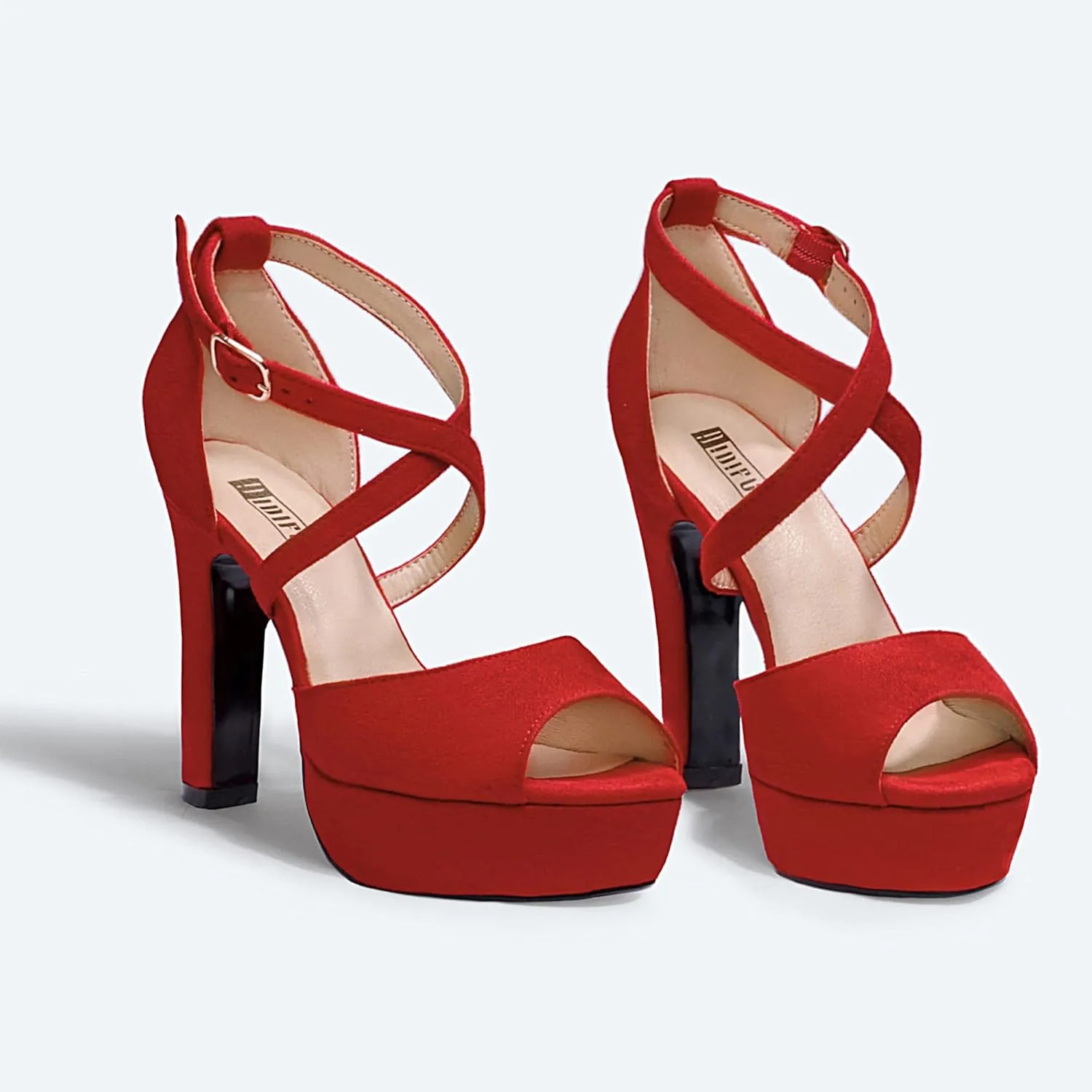 IDIFU Women's Platform Chunky High Heels Dress Sandals Peep Toe Ankle Strap Wedding Party Evening Shoes for Women Bride