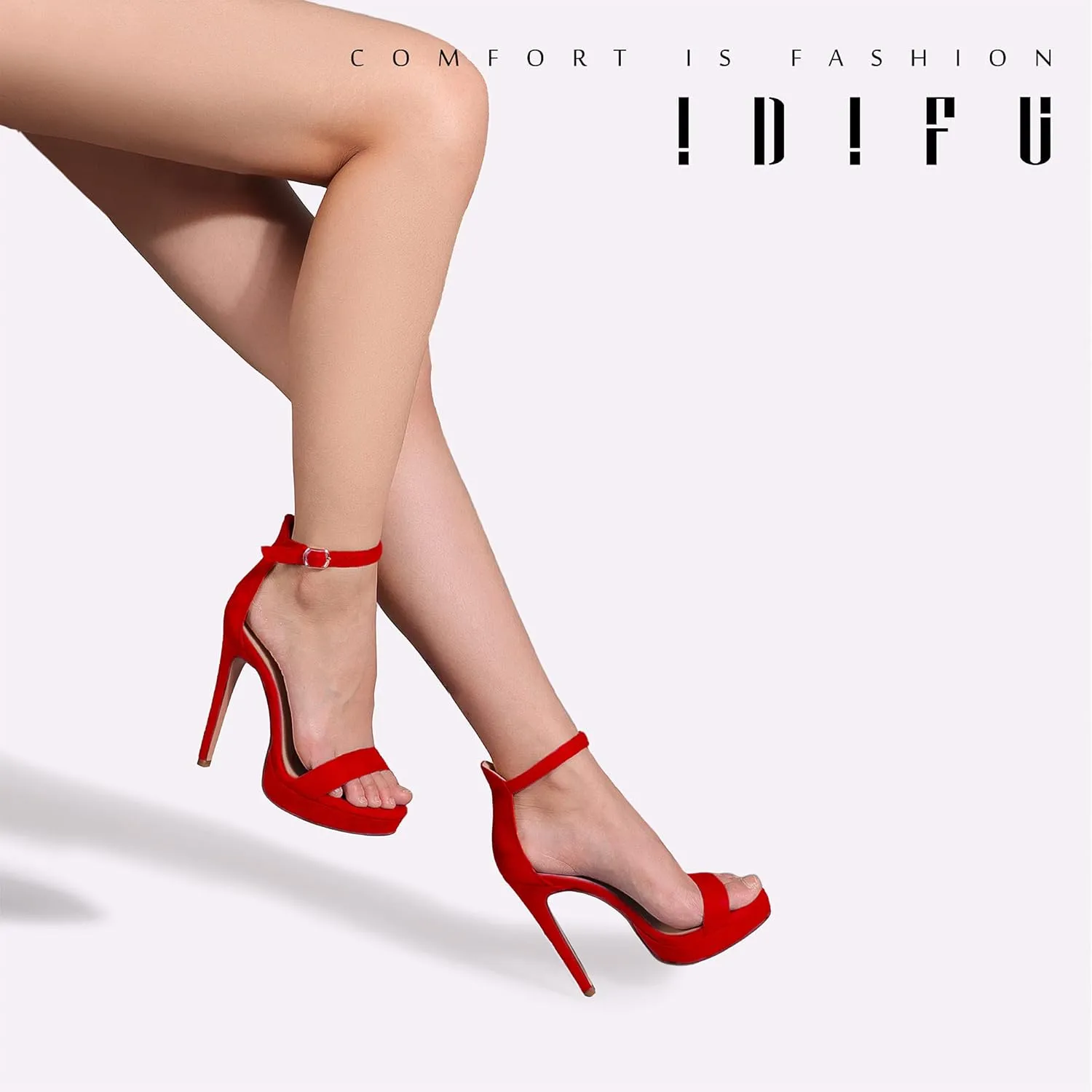 IDIFU Women's Stiletto High Heel Sandals Platform Open Toe Ankle Strap Dress Shoes for Women Bride Ladies in Wedding Bridal Party Homecoming