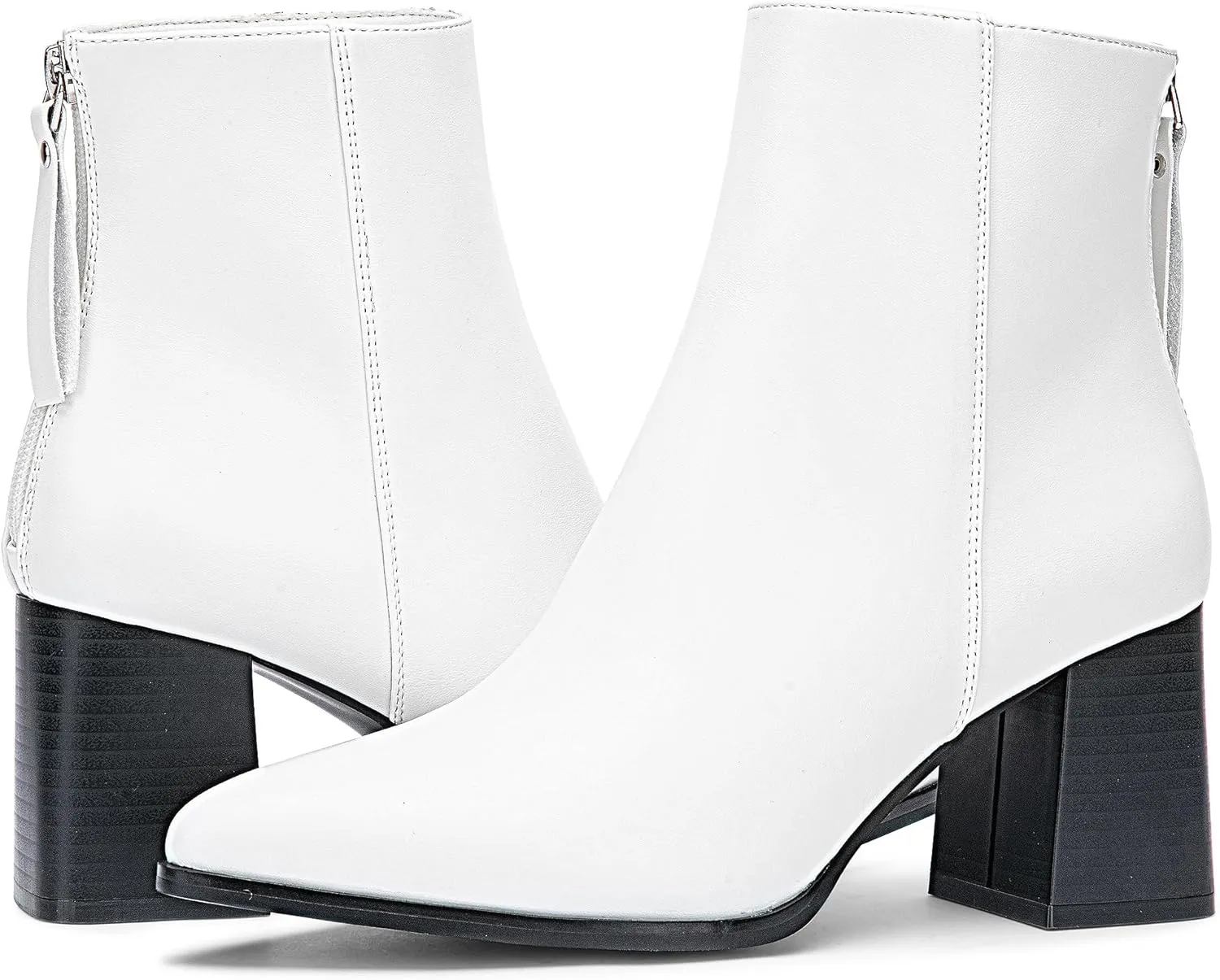 Jeossy Women's Chunky Heeled Ankle Boots, Pointed Toe Stacked Block Heel Booties