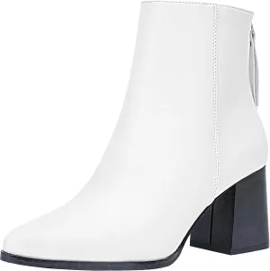 Jeossy Women's Chunky Heeled Ankle Boots, Pointed Toe Stacked Block Heel Booties