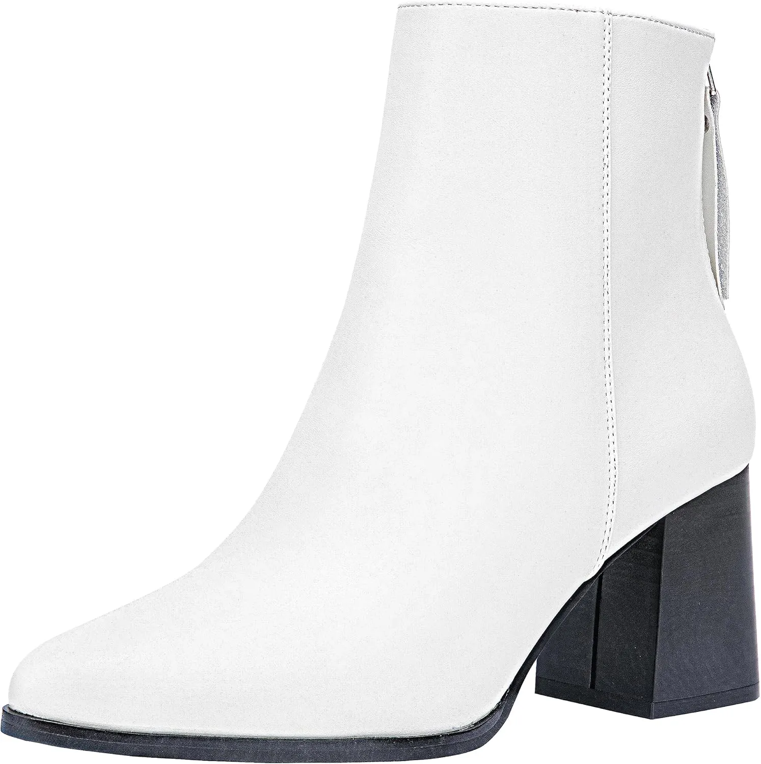 Jeossy Women's Chunky Heeled Ankle Boots, Pointed Toe Stacked Block Heel Booties