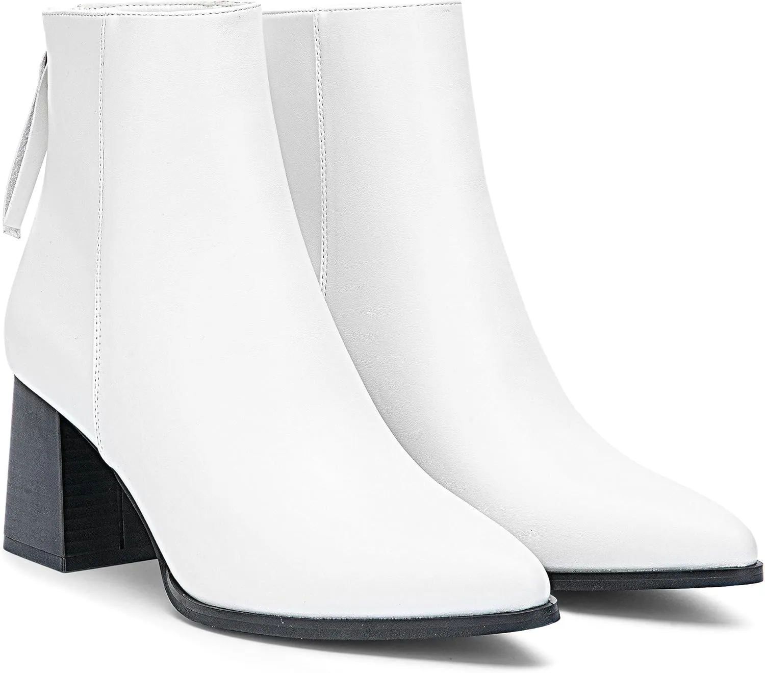 Jeossy Women's Chunky Heeled Ankle Boots, Pointed Toe Stacked Block Heel Booties