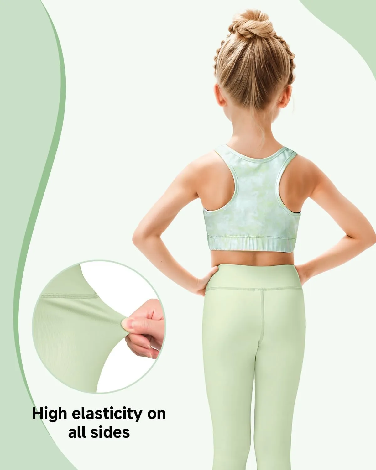 JiAmy Girls Yoga Leggings Girls Athletic Leggings Training Bras Set Kids Gym Crop Tank Top Activewear Set for 5-12 Years