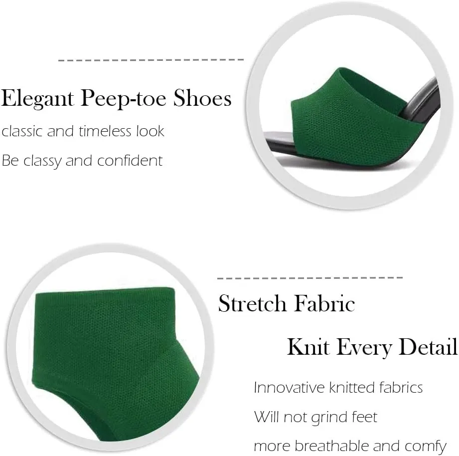 JishinGal High Heels for Women Peep Toe Heels Sandals Stretchy Knit Open Toe High Sexy 3 Inches Stiletto for Dressy and Everyday