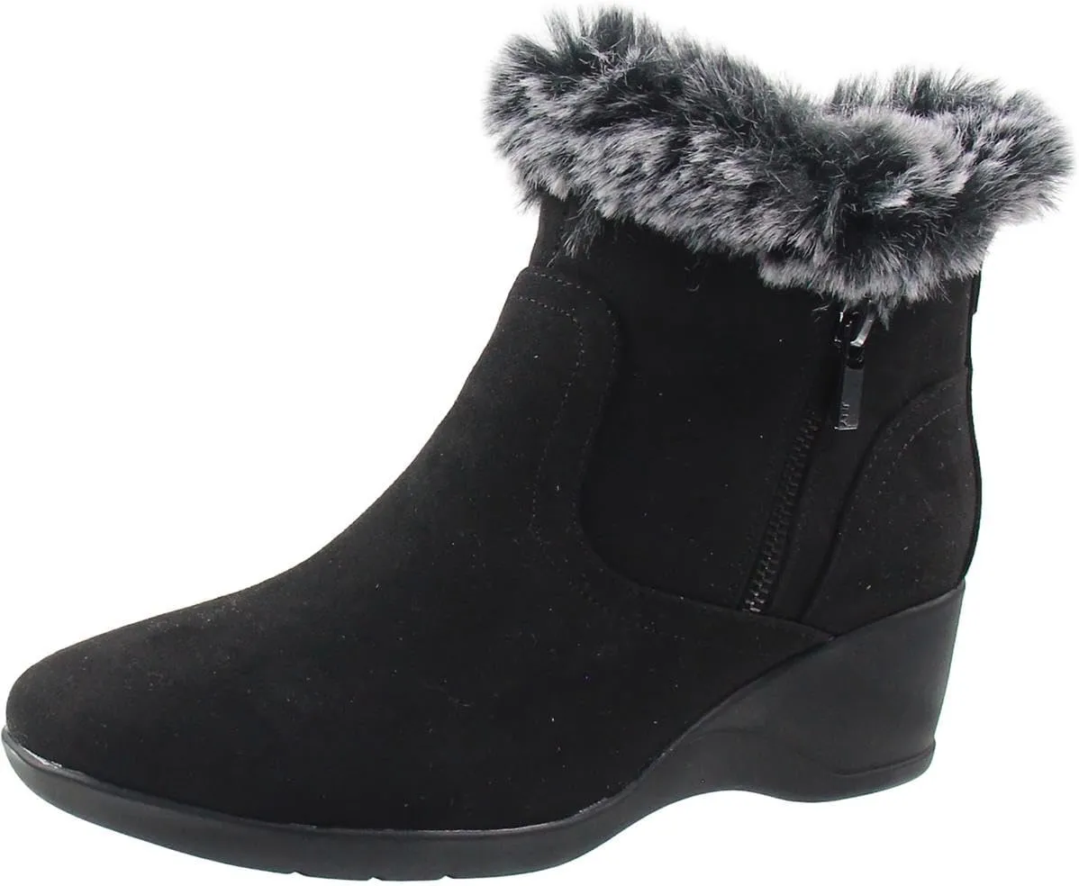Jones New York Womens Carleen Faux Fur Wedge Boots