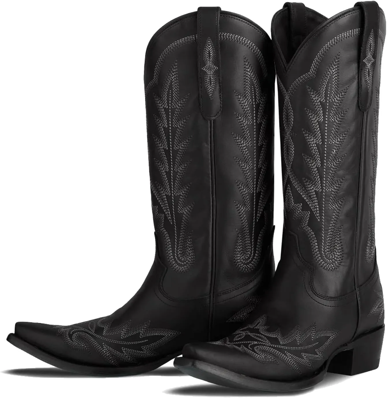 JORISTIMO Women's Cowboy with Embroidered Stitch,Knee High Boots, Classic Snip Toe Traditional Western Knee Bootie