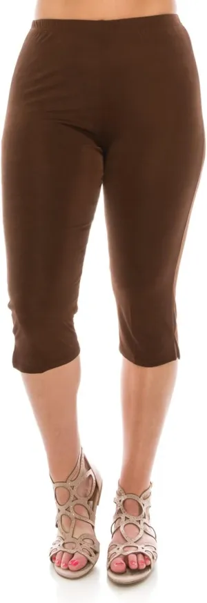Jostar Women's Casual Capri Pants - Elastic Waist Stretchy Slim Fit Pull On Wrinkle Free Fabric Side Slit Cropped Trouser