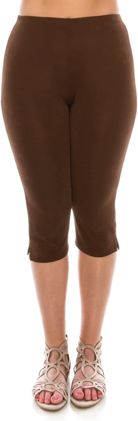 Jostar Women's Casual Capri Pants - Elastic Waist Stretchy Slim Fit Pull On Wrinkle Free Fabric Side Slit Cropped Trouser