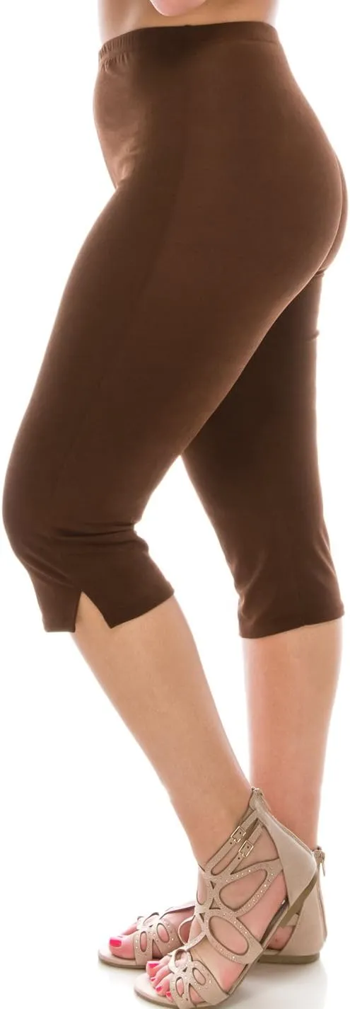 Jostar Women's Casual Capri Pants - Elastic Waist Stretchy Slim Fit Pull On Wrinkle Free Fabric Side Slit Cropped Trouser