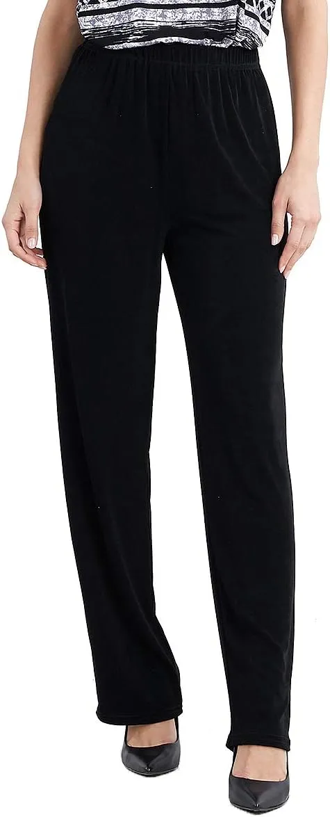 Jostar Women's Elastic Waist Pants – Plus Size Pull On Acetate Non Iron Stretch Straight Leg Relaxed Fit Basic Trouser