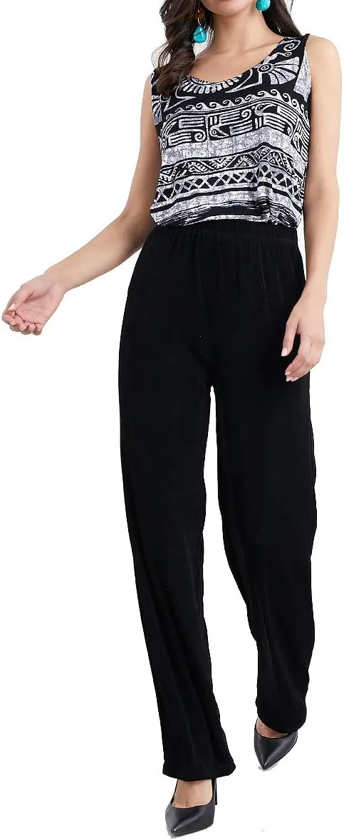 Jostar Women's Elastic Waist Pants – Plus Size Pull On Acetate Non Iron Stretch Straight Leg Relaxed Fit Basic Trouser