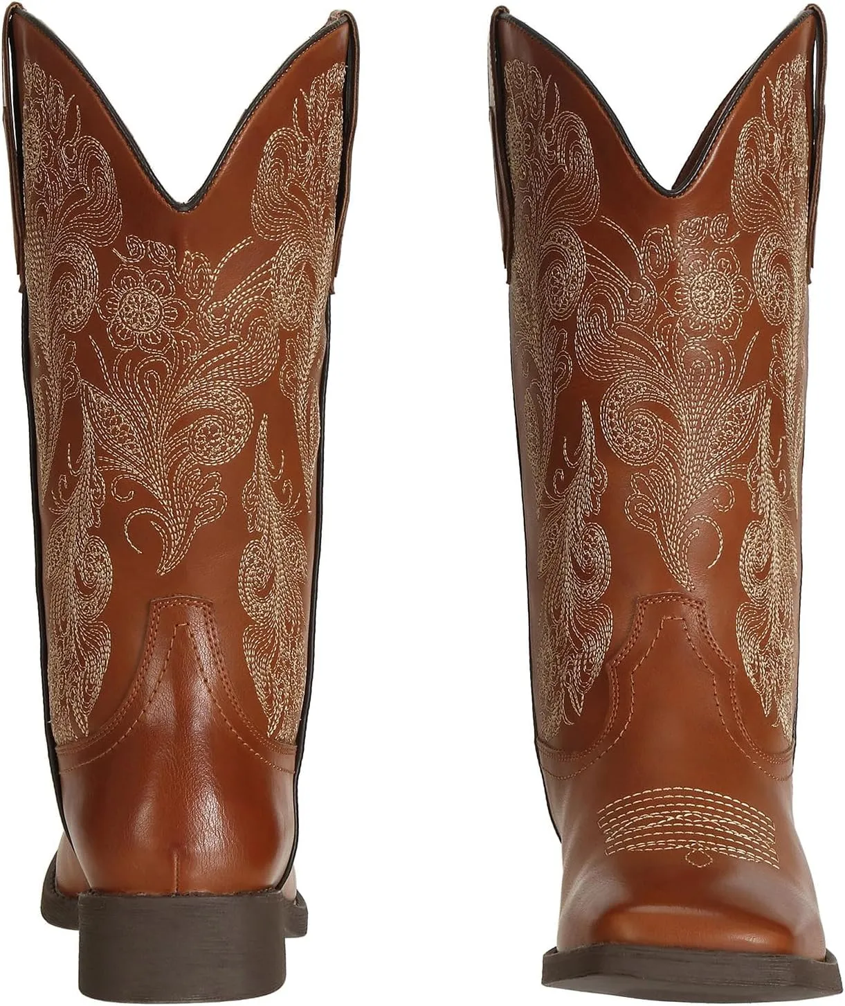 J's.o.l.e Women's Floral Embroidered Cowboy Boots Square Toe Fashion Western Cowgirl Boots