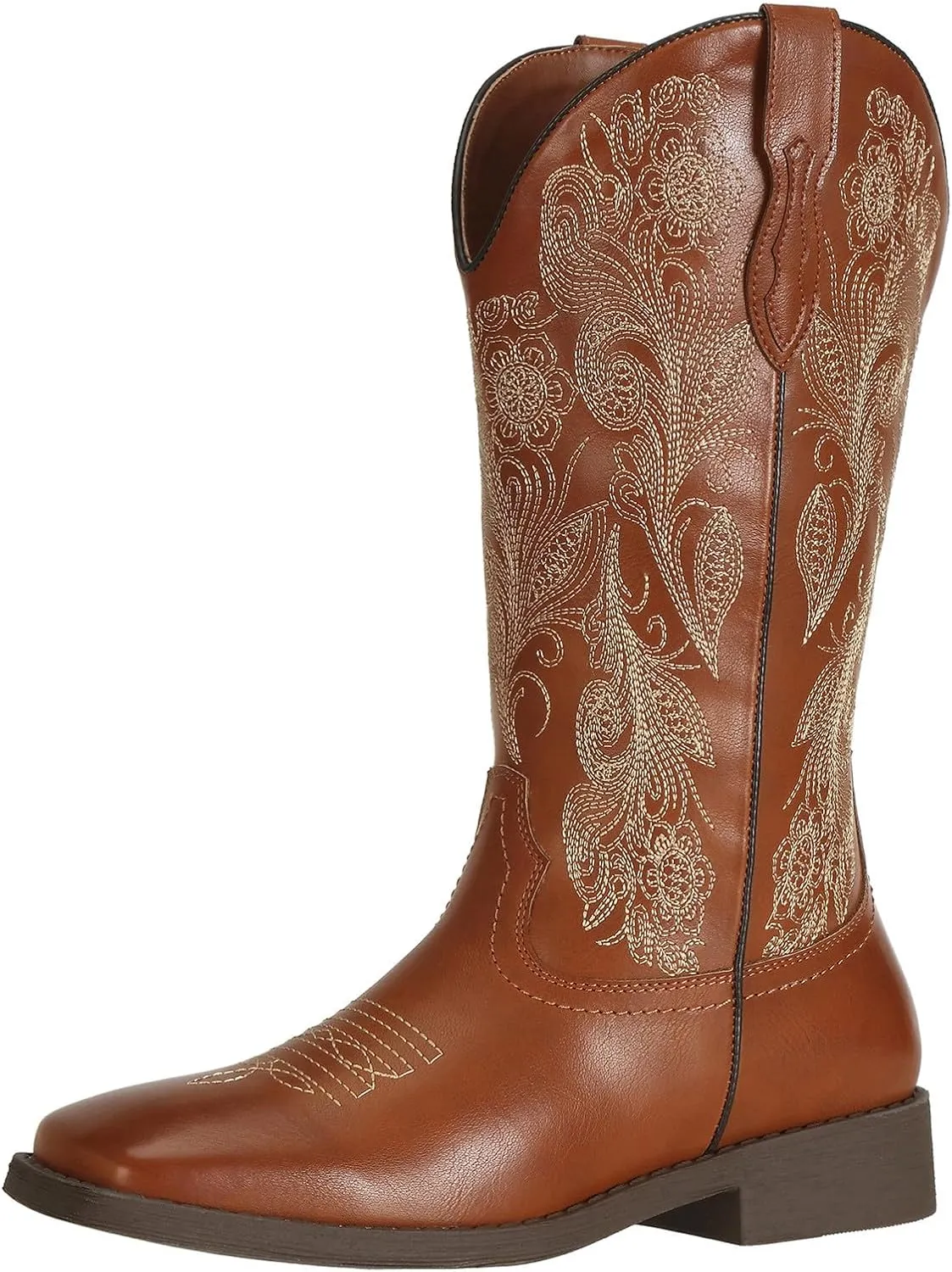 J's.o.l.e Women's Floral Embroidered Cowboy Boots Square Toe Fashion Western Cowgirl Boots