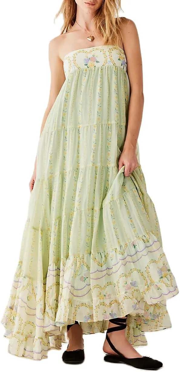 Juakoso Women Spaghetti Strap Maxi Dress Summer Sleeveless Flowy Long Dress Y2k Floral Print Vacation Beach Sundress