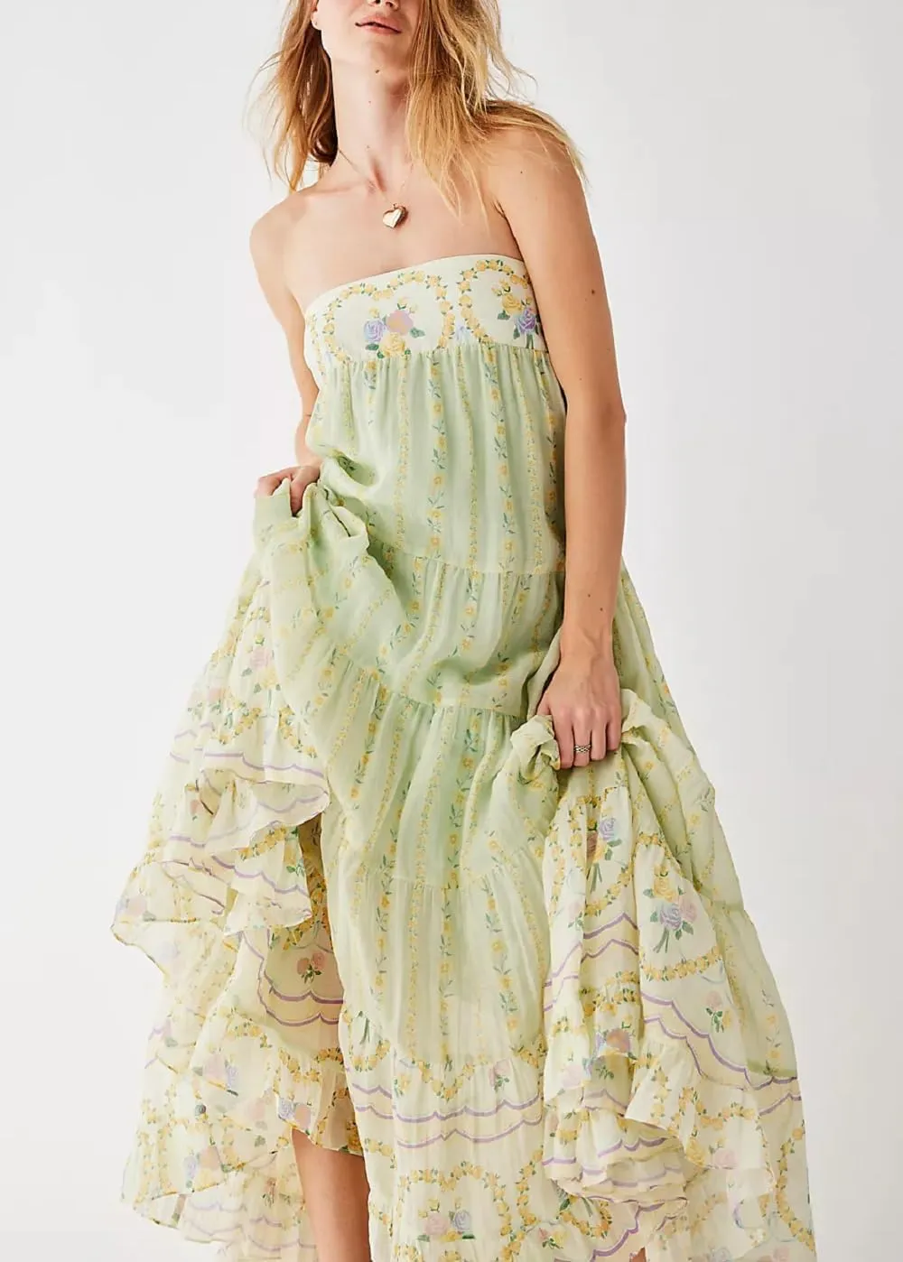 Juakoso Women Spaghetti Strap Maxi Dress Summer Sleeveless Flowy Long Dress Y2k Floral Print Vacation Beach Sundress