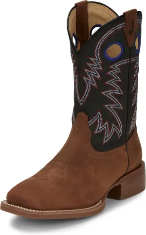 Justin Show Stopper 11” Western Boots for Men - Frontier Collection - Square Toe Leather Men’s Cowboy Boots with Comfort Footbed, Non Slip Outsole