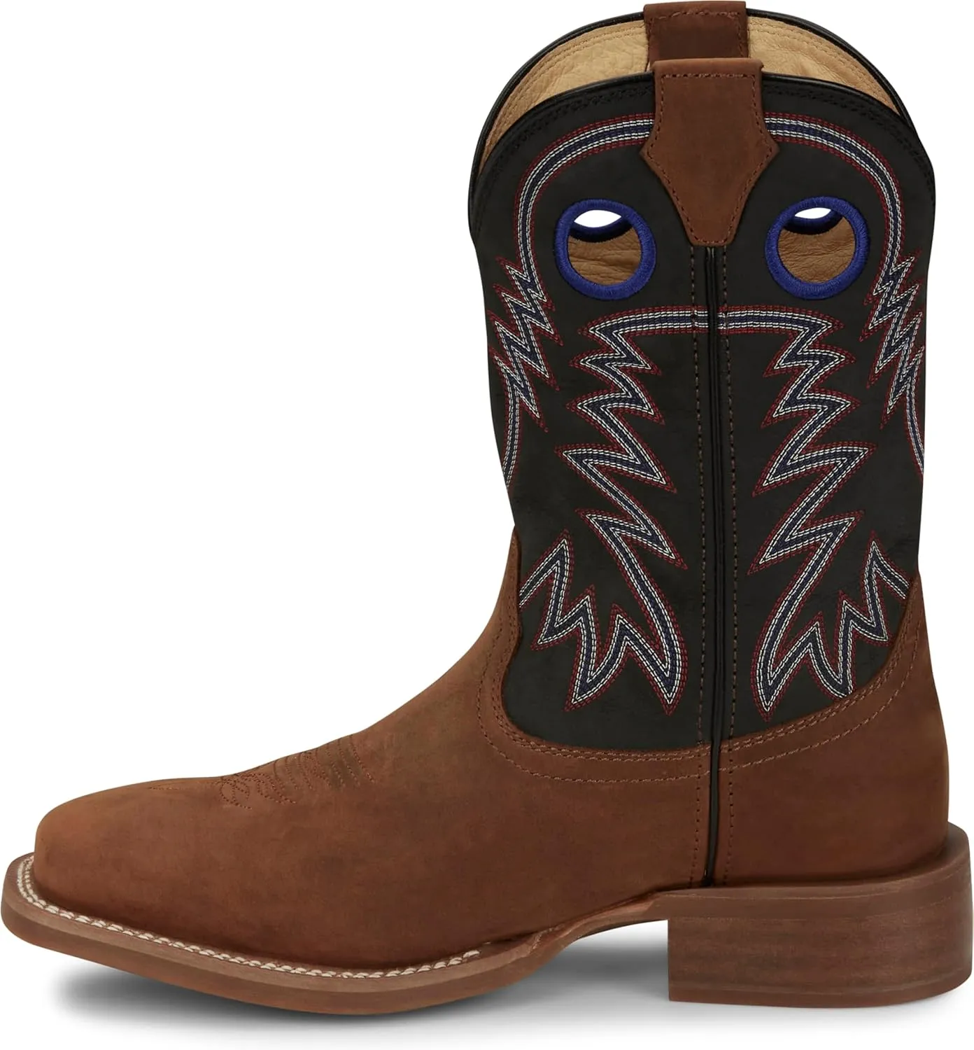 Justin Show Stopper 11” Western Boots for Men - Frontier Collection - Square Toe Leather Men’s Cowboy Boots with Comfort Footbed, Non Slip Outsole