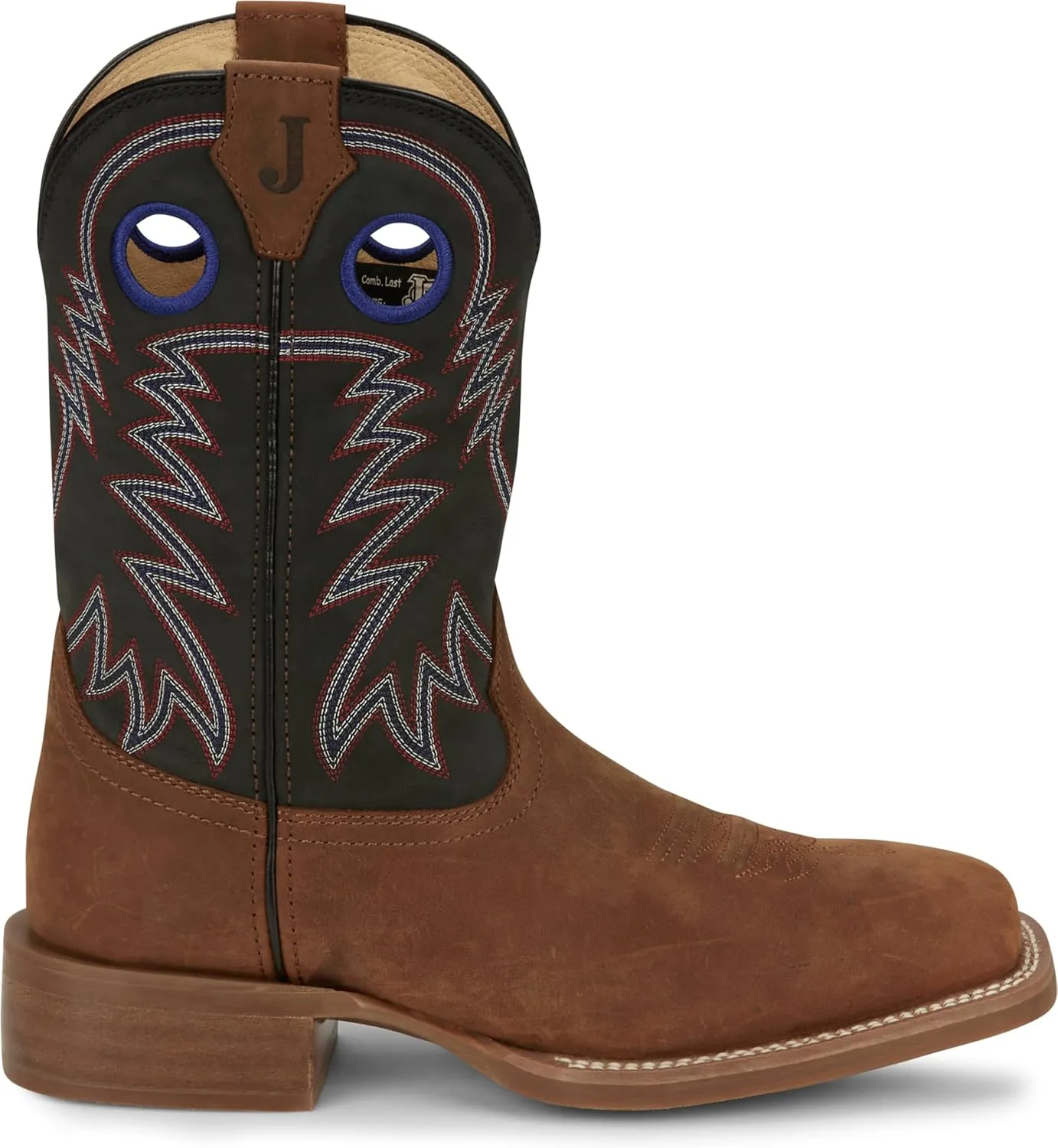 Justin Show Stopper 11” Western Boots for Men - Frontier Collection - Square Toe Leather Men’s Cowboy Boots with Comfort Footbed, Non Slip Outsole