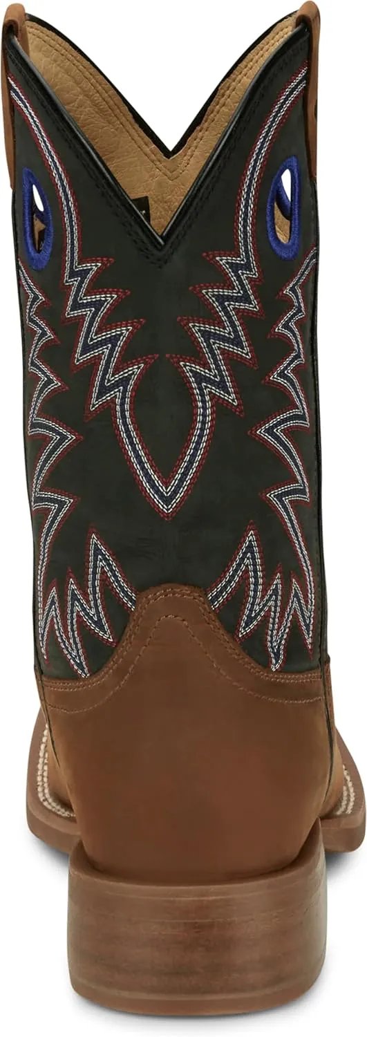 Justin Show Stopper 11” Western Boots for Men - Frontier Collection - Square Toe Leather Men’s Cowboy Boots with Comfort Footbed, Non Slip Outsole