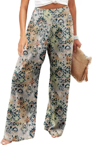 JZC Women's Palazzo Lounge Pants Stretchy Wide Leg Casual Pants Comfy High Waist Flowy Pants S-3XL