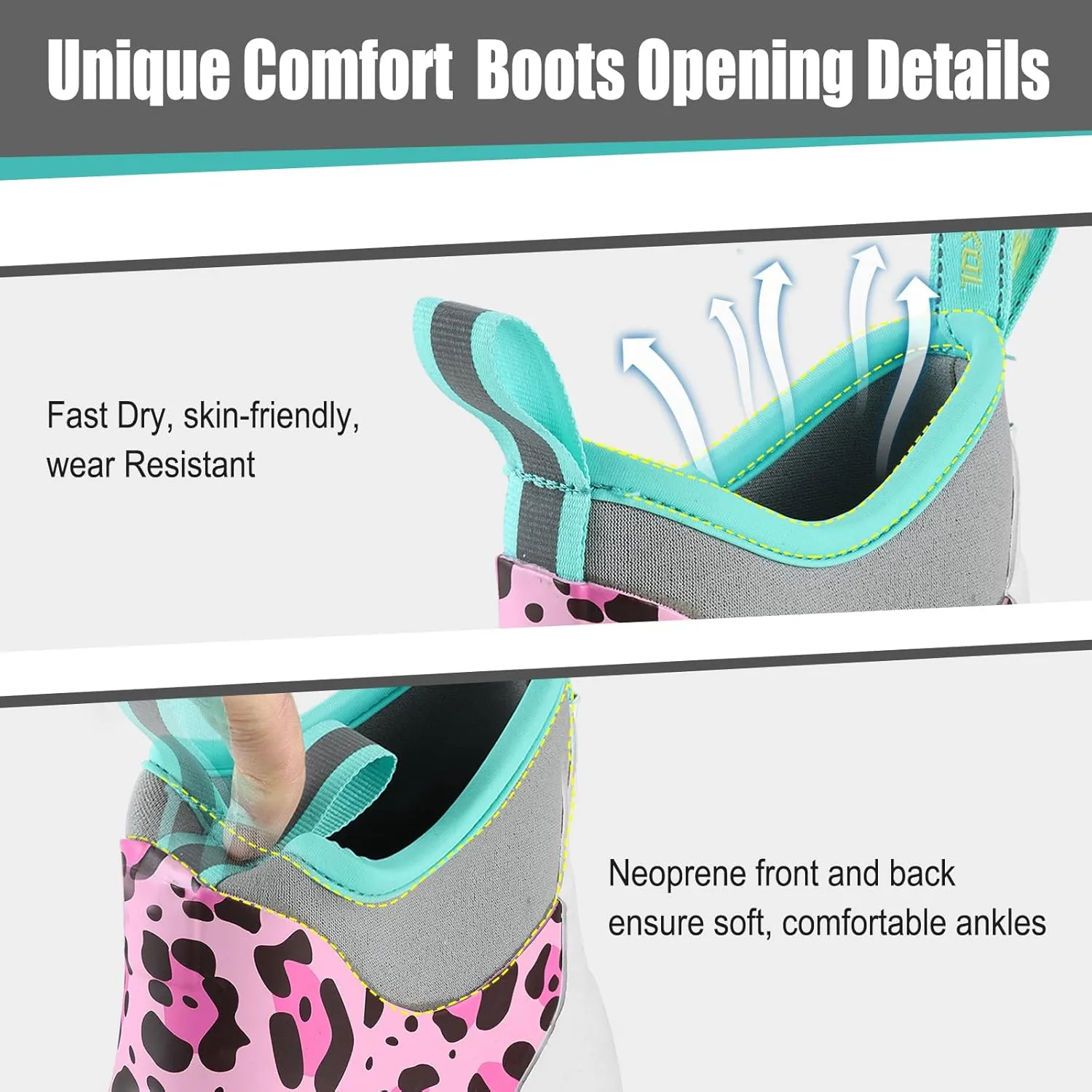 Kalkal Women's Deck Boots, Waterproof Ankle Rain Boots Fishing Boots with High Traction, Women's Rubber Boots For Gardening Fishing Boating Camping
