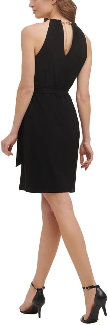 kensie Women's Halter Keyhole Neck Faux Wrap Mini Dress