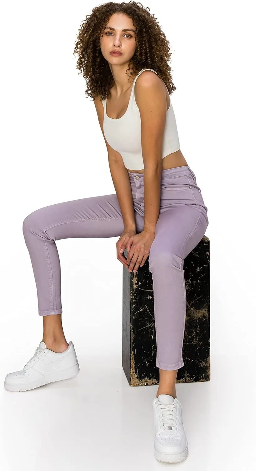 KHAKI & BLUE Cali1850 Women’s The Everyday Garment-Dyed Skinny Jeans – Soft Stretchy High Rise Comfy Casual Pants