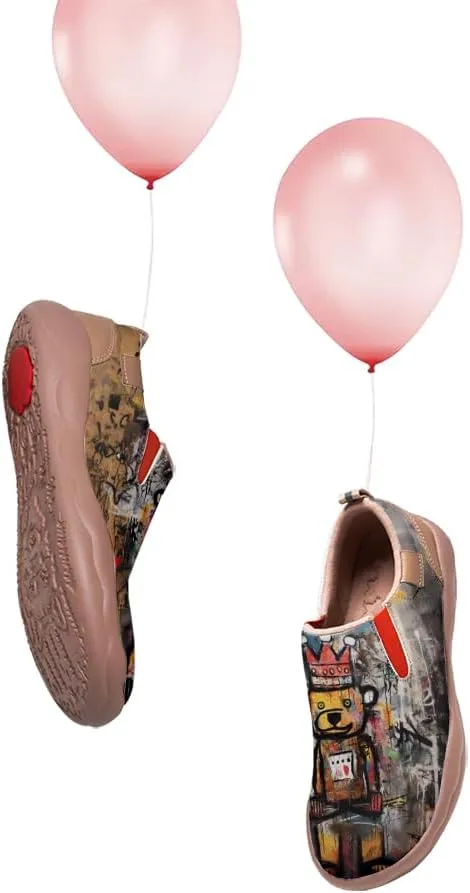 Kids Slip-on Loafers Boys Girls Comfortable Travel Shoes Lightweight Casual Walking Shoes Graffiti Art