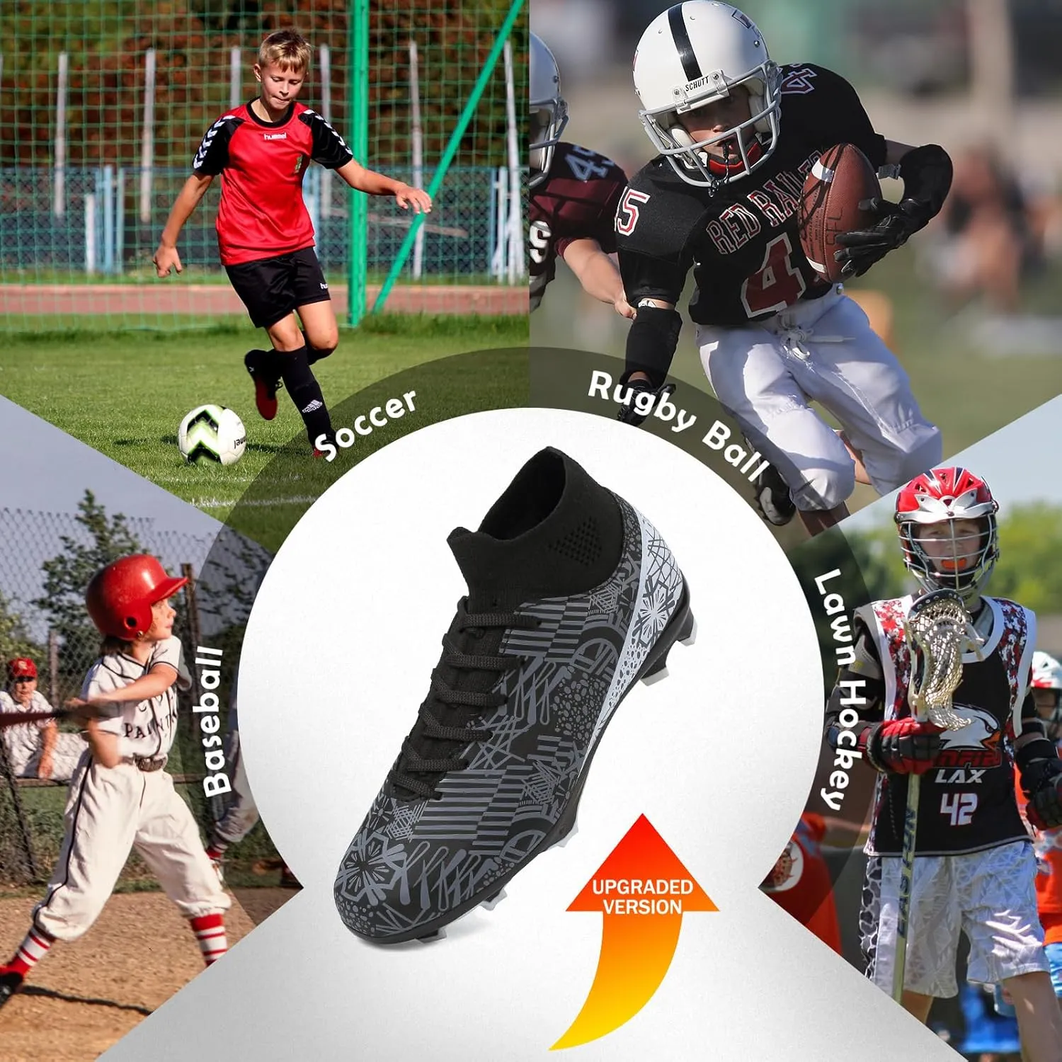 Kids Soccer Cleats Boys Girls Football Cleats Turf Soccer Shoes AG/FG
