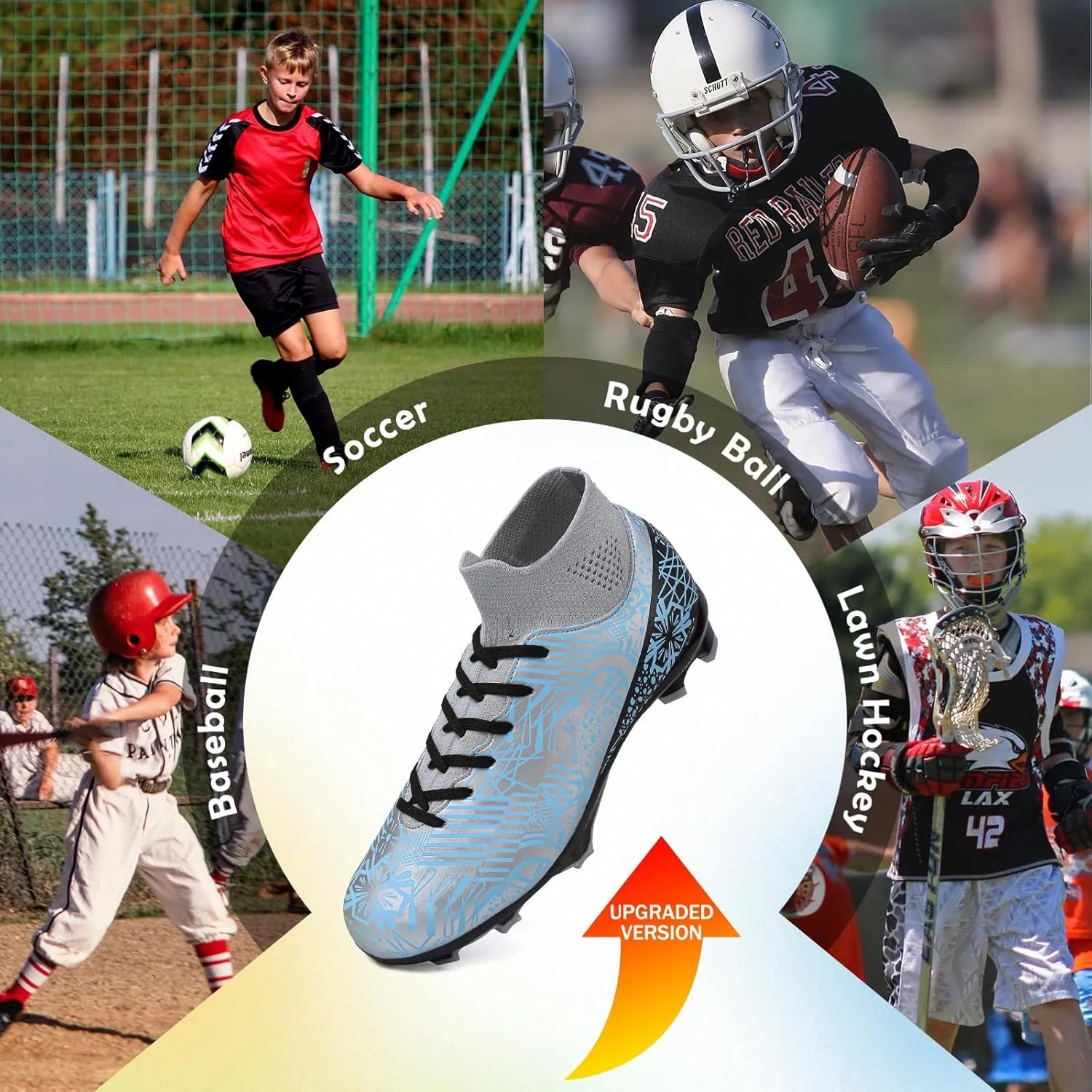 Kids Soccer Cleats Boys Girls Football Cleats Turf Soccer Shoes AG/FG